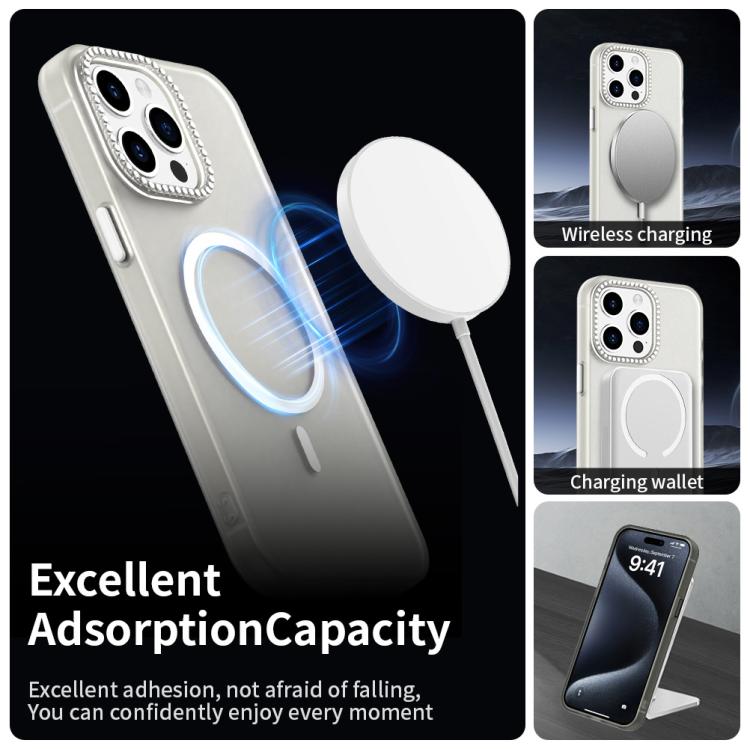For iPhone 15 Pro Candy Diamond Magsafe Frosted PC Hybrid TPU Phone Case