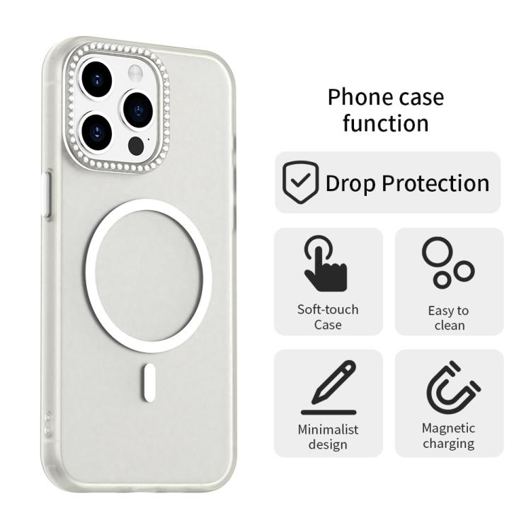 For iPhone 15 Pro Candy Diamond Magsafe Frosted PC Hybrid TPU Phone Case