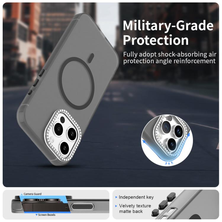 For iPhone 15 Pro Candy Diamond Magsafe Frosted PC Hybrid TPU Phone Case