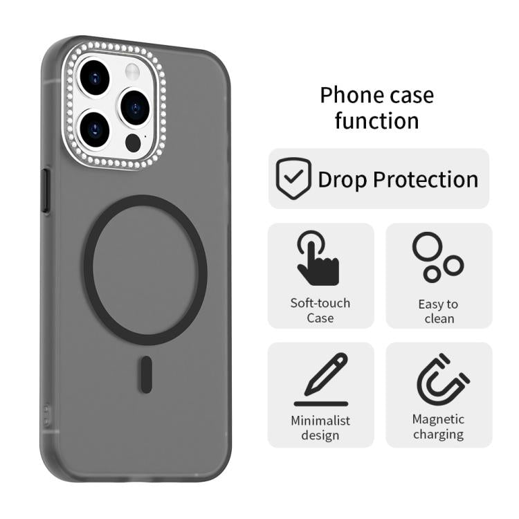 For iPhone 15 Pro Candy Diamond Magsafe Frosted PC Hybrid TPU Phone Case