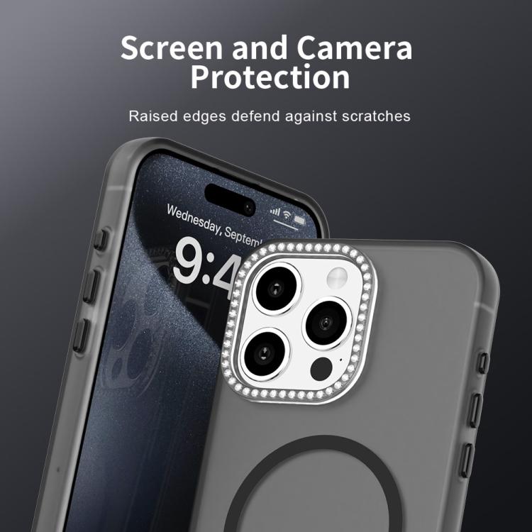 For iPhone 15 Pro Candy Diamond Magsafe Frosted PC Hybrid TPU Phone Case