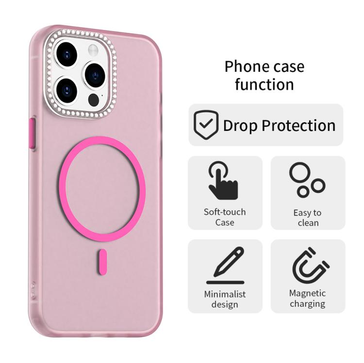 For iPhone 15 Pro Candy Diamond Magsafe Frosted PC Hybrid TPU Phone Case
