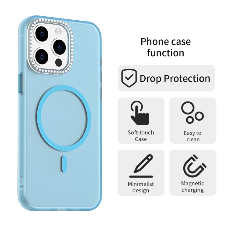 For iPhone 15 Pro Candy Diamond Magsafe Frosted PC Hybrid TPU Phone Case
