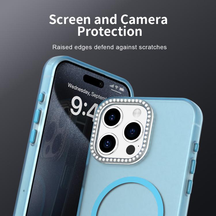 For iPhone 15 Pro Candy Diamond Magsafe Frosted PC Hybrid TPU Phone Case