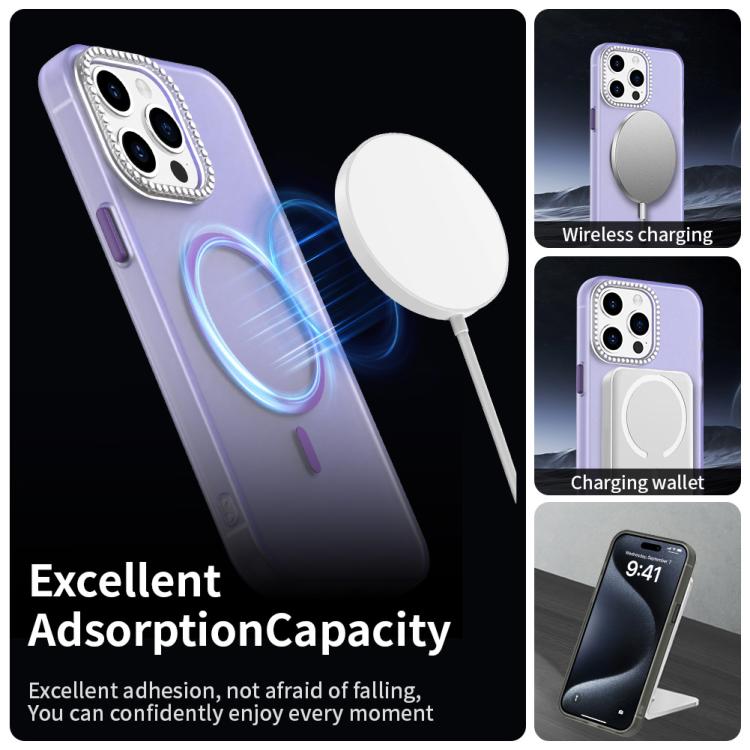 For iPhone 15 Pro Candy Diamond Magsafe Frosted PC Hybrid TPU Phone Case