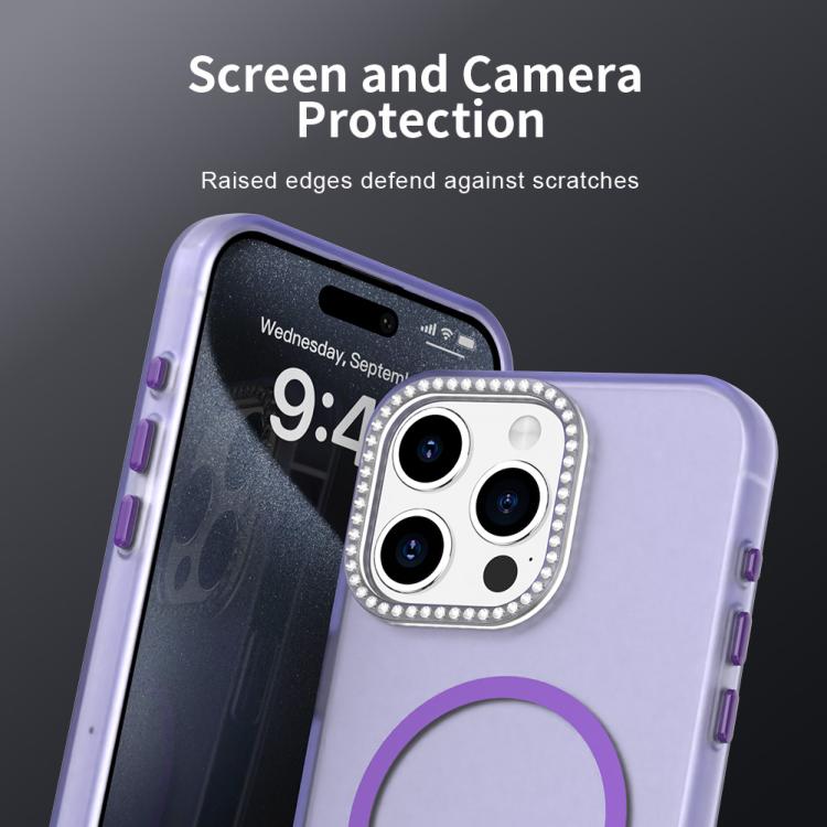 For iPhone 15 Pro Candy Diamond Magsafe Frosted PC Hybrid TPU Phone Case
