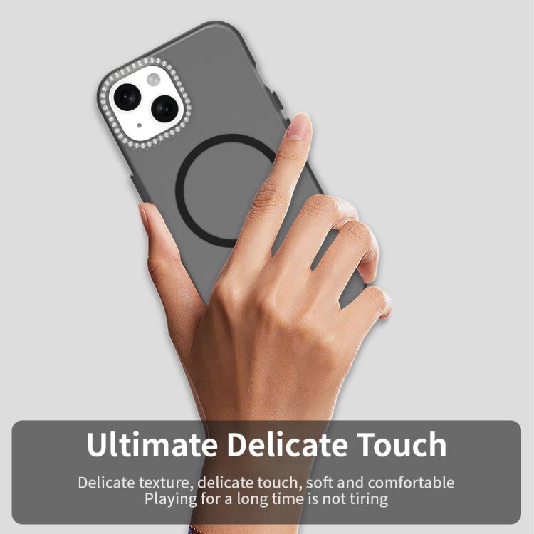 For iPhone 15 Plus Candy Diamond Magsafe Frosted PC Hybrid TPU Phone Case