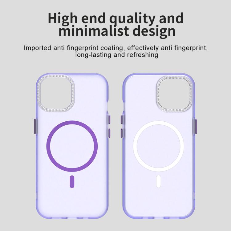 For iPhone 15 Plus Candy Diamond Magsafe Frosted PC Hybrid TPU Phone Case