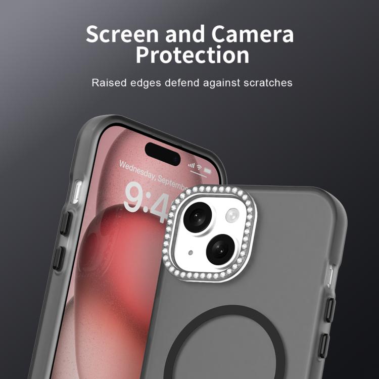For iPhone 15 Candy Diamond Magsafe Frosted PC Hybrid TPU Phone Case