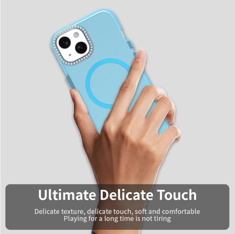 For iPhone 15 Candy Diamond Magsafe Frosted PC Hybrid TPU Phone Case