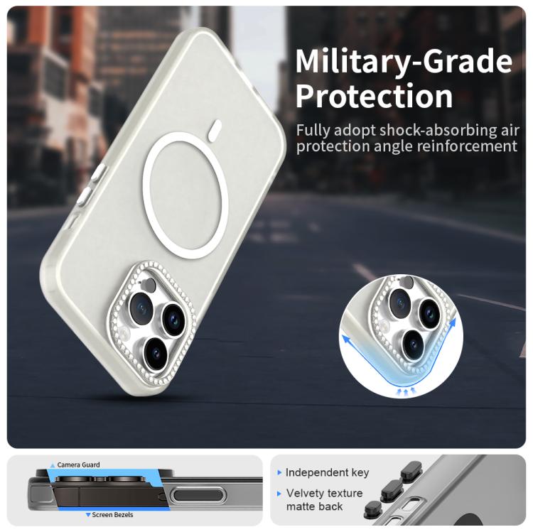 For iPhone 14 Pro Max Candy Diamond Magsafe Frosted PC Hybrid TPU Phone Case