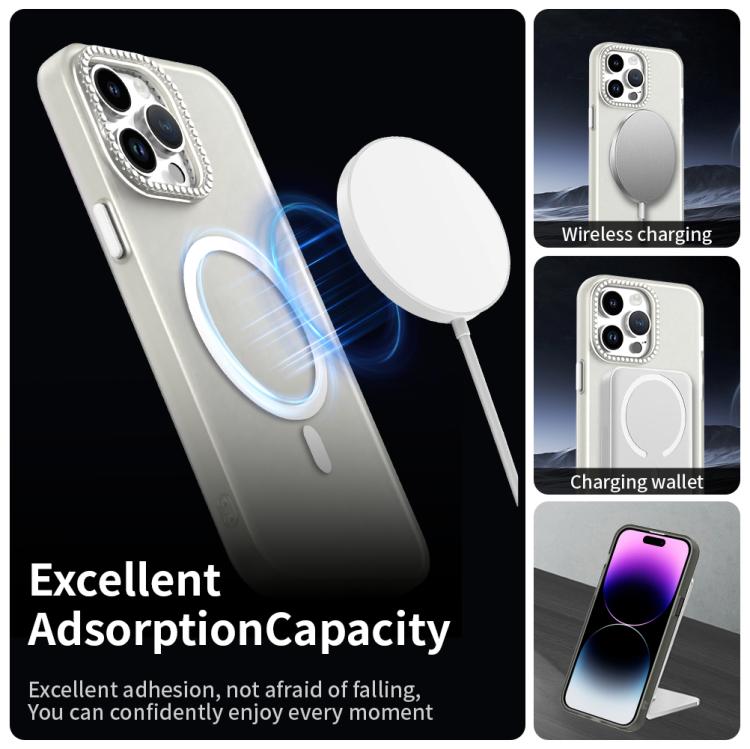 For iPhone 14 Pro Max Candy Diamond Magsafe Frosted PC Hybrid TPU Phone Case