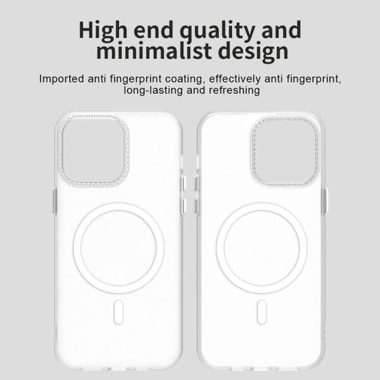 For iPhone 14 Pro Max Candy Diamond Magsafe Frosted PC Hybrid TPU Phone Case