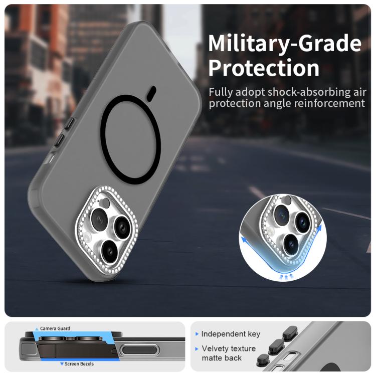 For iPhone 14 Pro Max Candy Diamond Magsafe Frosted PC Hybrid TPU Phone Case