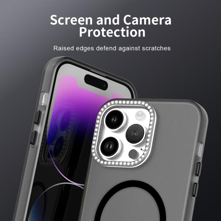 For iPhone 14 Pro Max Candy Diamond Magsafe Frosted PC Hybrid TPU Phone Case