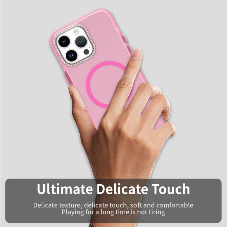 For iPhone 14 Pro Max Candy Diamond Magsafe Frosted PC Hybrid TPU Phone Case