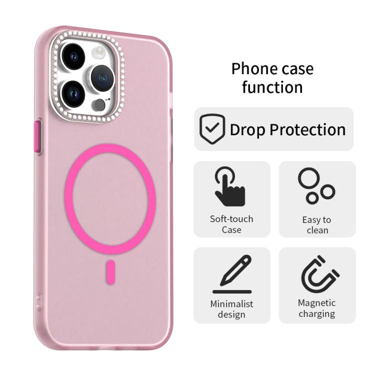 For iPhone 14 Pro Max Candy Diamond Magsafe Frosted PC Hybrid TPU Phone Case