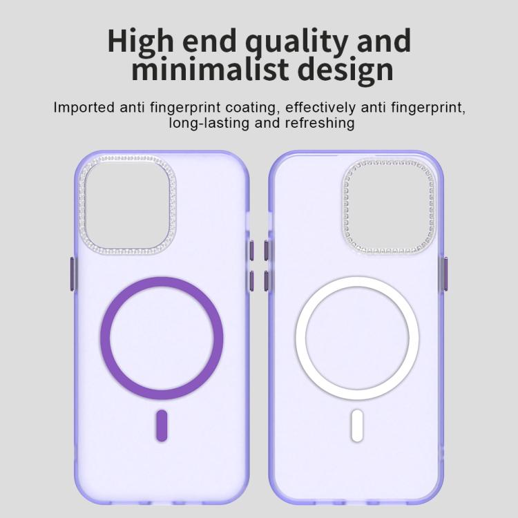 For iPhone 14 Pro Max Candy Diamond Magsafe Frosted PC Hybrid TPU Phone Case