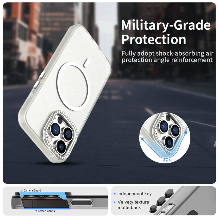 For iPhone 13 Pro Candy Diamond Magsafe Frosted PC Hybrid TPU Phone Case