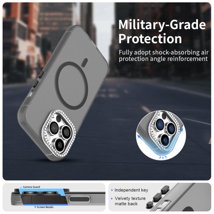 For iPhone 13 Pro Candy Diamond Magsafe Frosted PC Hybrid TPU Phone Case