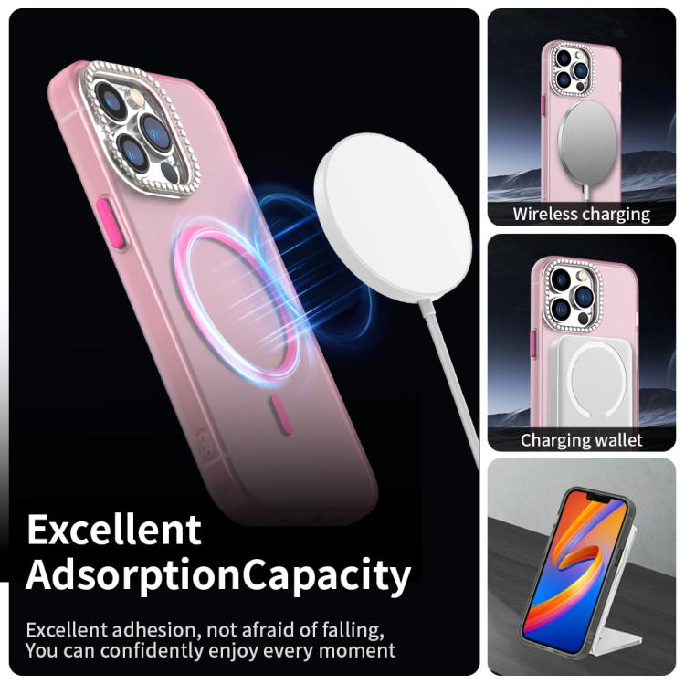 For iPhone 13 Pro Candy Diamond Magsafe Frosted PC Hybrid TPU Phone Case