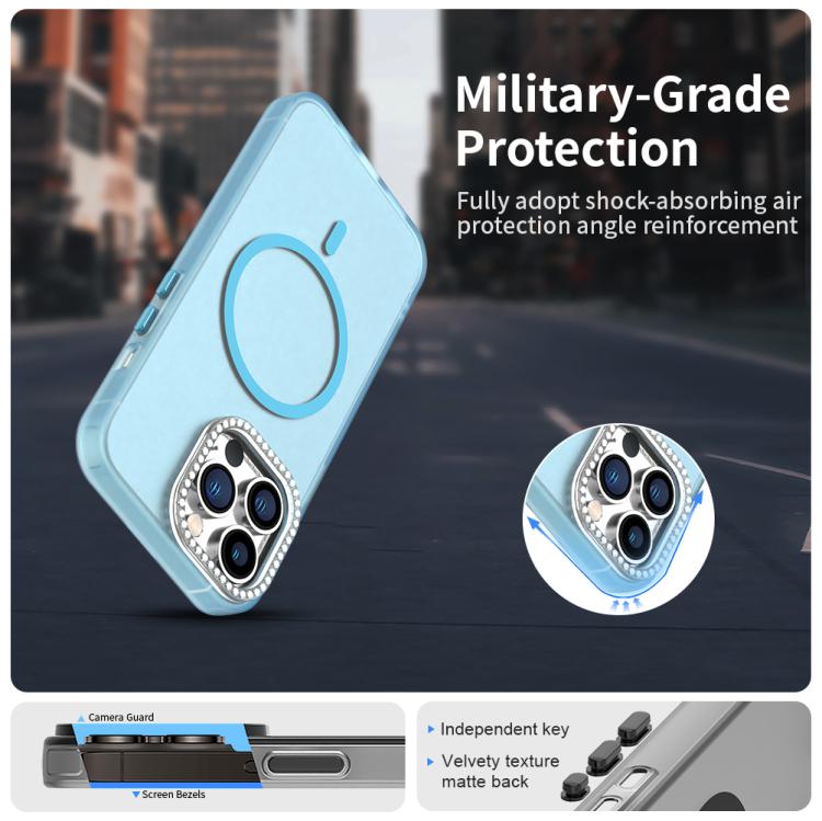 For iPhone 13 Pro Candy Diamond Magsafe Frosted PC Hybrid TPU Phone Case