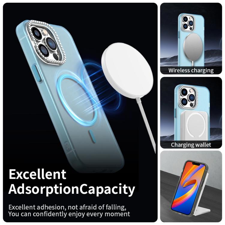 For iPhone 13 Pro Candy Diamond Magsafe Frosted PC Hybrid TPU Phone Case