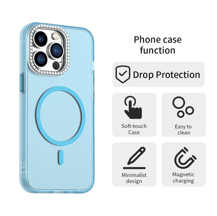 For iPhone 13 Pro Candy Diamond Magsafe Frosted PC Hybrid TPU Phone Case
