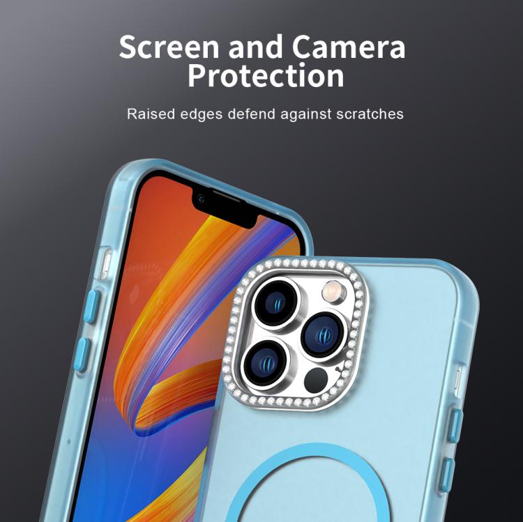 For iPhone 13 Pro Candy Diamond Magsafe Frosted PC Hybrid TPU Phone Case