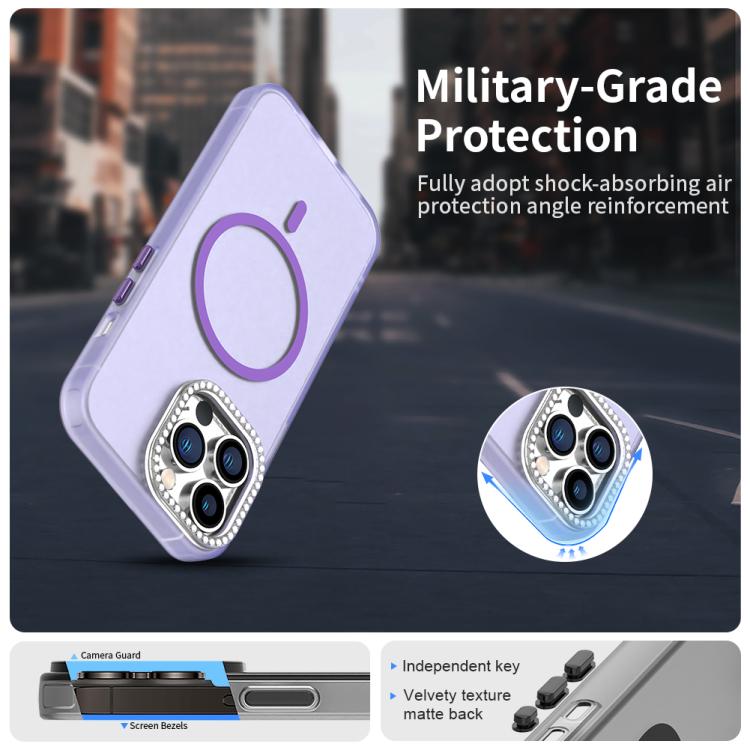 For iPhone 13 Pro Candy Diamond Magsafe Frosted PC Hybrid TPU Phone Case
