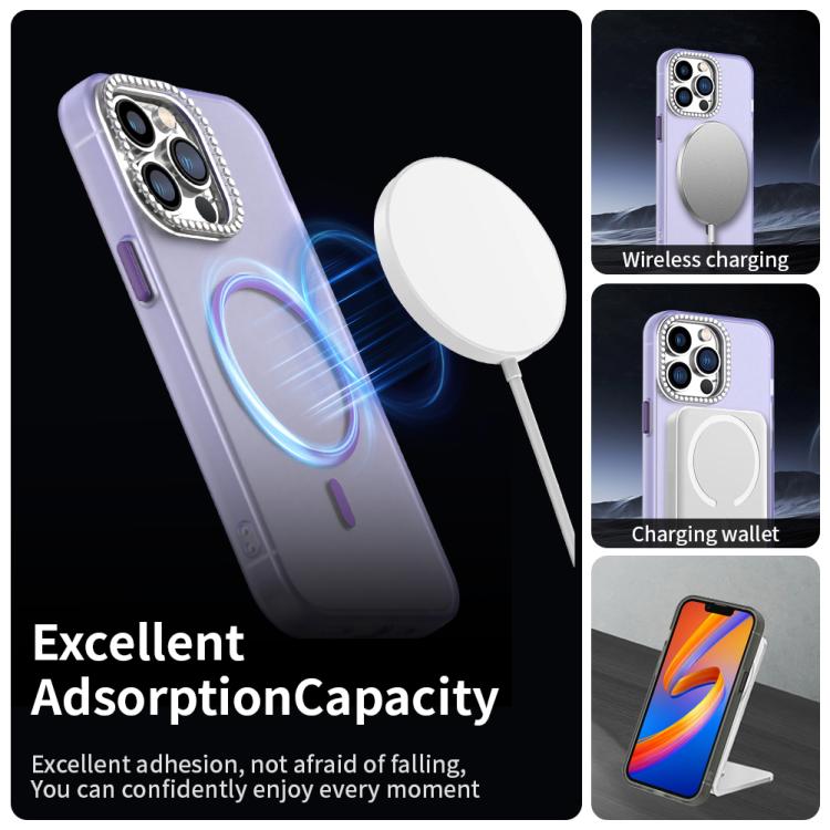 For iPhone 13 Pro Candy Diamond Magsafe Frosted PC Hybrid TPU Phone Case