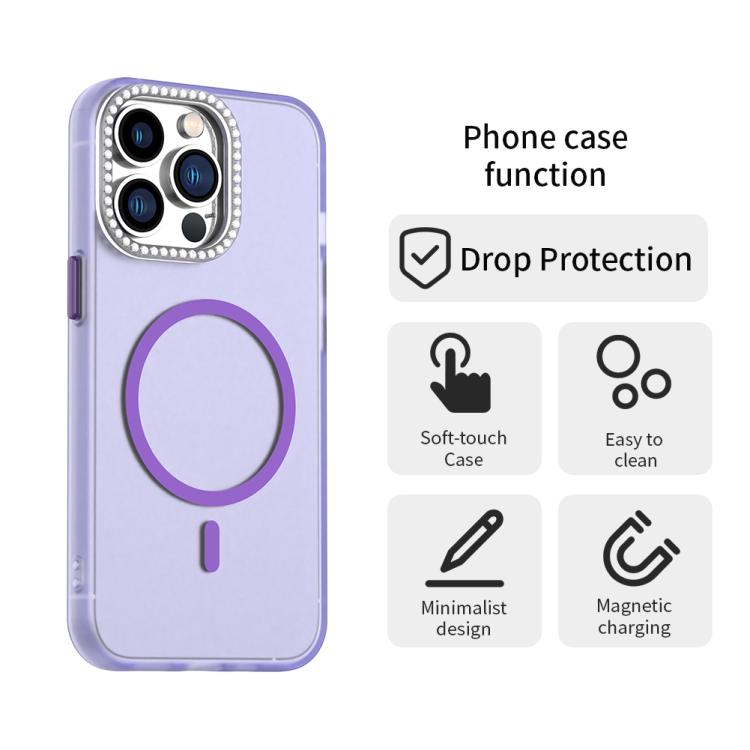For iPhone 13 Pro Candy Diamond Magsafe Frosted PC Hybrid TPU Phone Case
