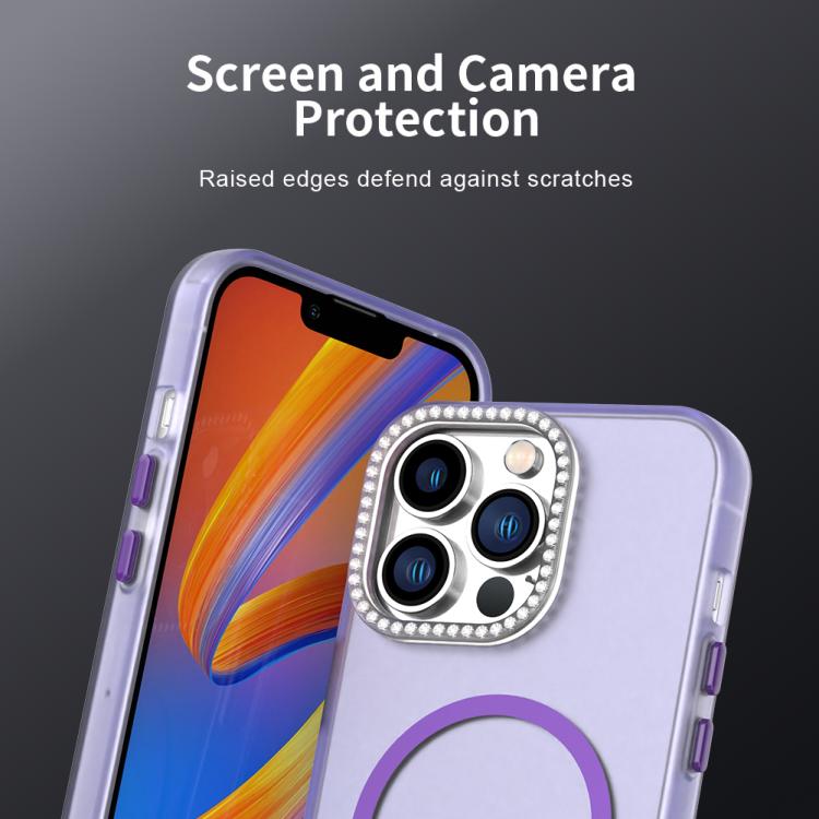 For iPhone 13 Pro Candy Diamond Magsafe Frosted PC Hybrid TPU Phone Case