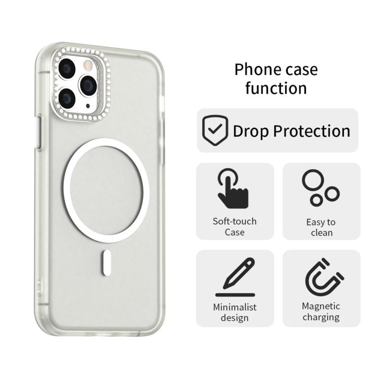 For iPhone 11 Pro Max Candy Diamond Magsafe Frosted PC Hybrid TPU Phone Case