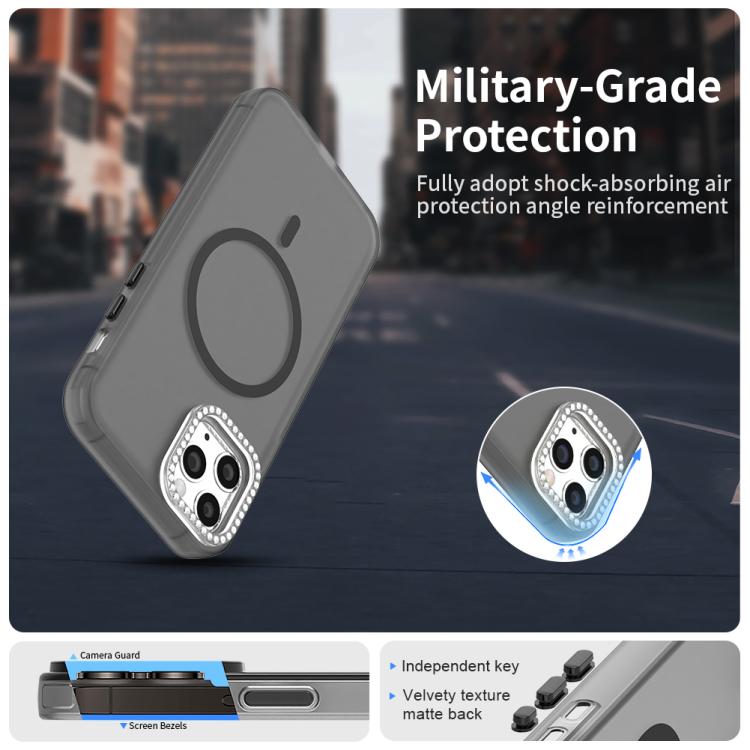 For iPhone 11 Pro Max Candy Diamond Magsafe Frosted PC Hybrid TPU Phone Case