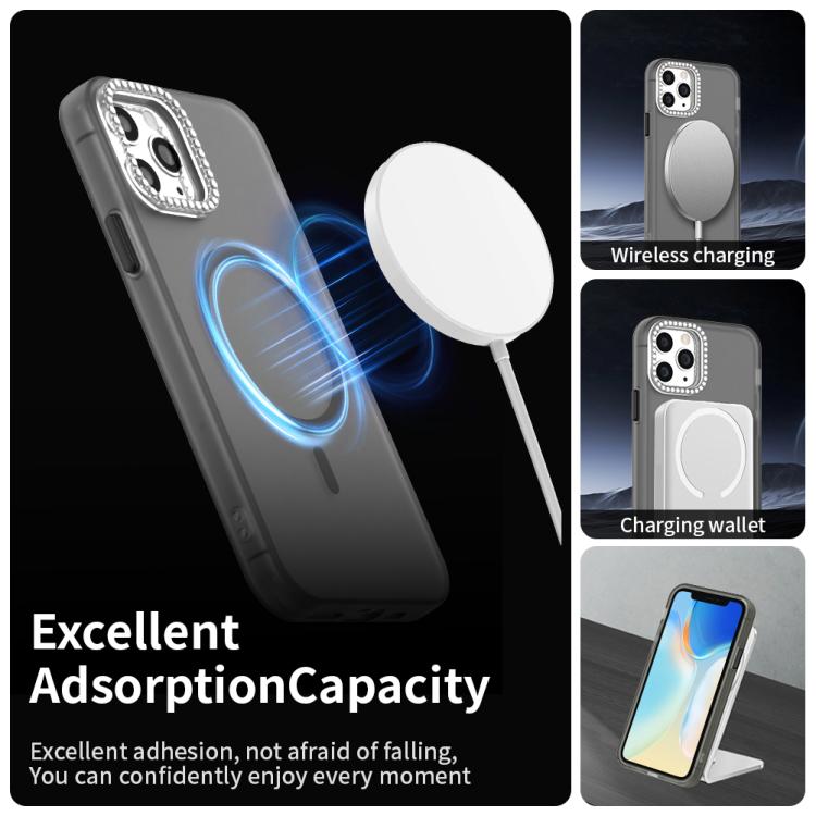 For iPhone 11 Pro Max Candy Diamond Magsafe Frosted PC Hybrid TPU Phone Case