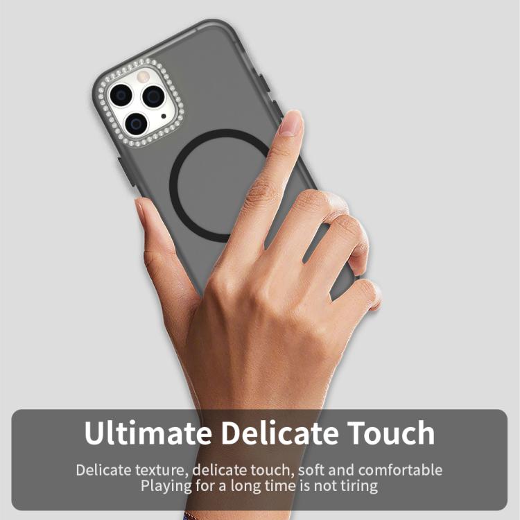 For iPhone 11 Pro Max Candy Diamond Magsafe Frosted PC Hybrid TPU Phone Case