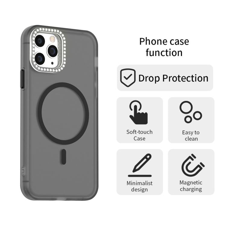 For iPhone 11 Pro Max Candy Diamond Magsafe Frosted PC Hybrid TPU Phone Case