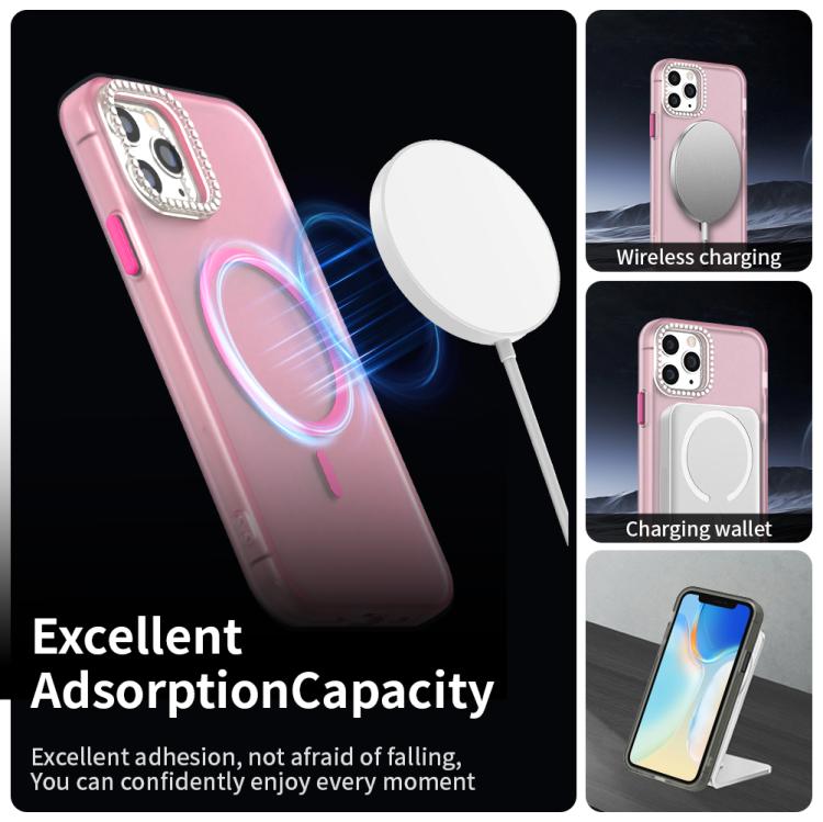 For iPhone 11 Pro Max Candy Diamond Magsafe Frosted PC Hybrid TPU Phone Case