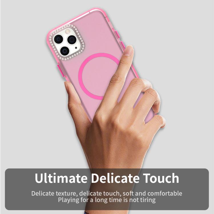For iPhone 11 Pro Max Candy Diamond Magsafe Frosted PC Hybrid TPU Phone Case