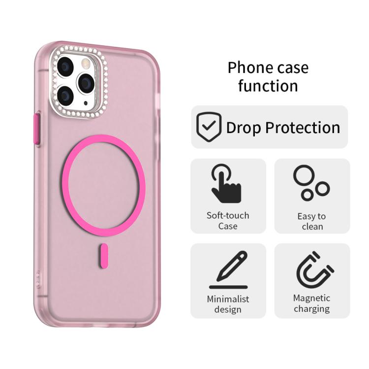 For iPhone 11 Pro Max Candy Diamond Magsafe Frosted PC Hybrid TPU Phone Case