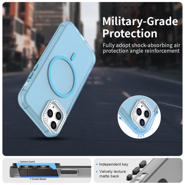 For iPhone 11 Pro Max Candy Diamond Magsafe Frosted PC Hybrid TPU Phone Case