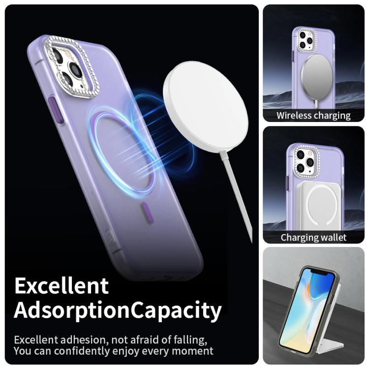 For iPhone 11 Pro Max Candy Diamond Magsafe Frosted PC Hybrid TPU Phone Case