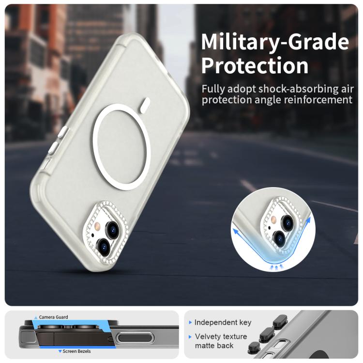 For iPhone 11 Candy Diamond Magsafe Frosted PC Hybrid TPU Phone Case