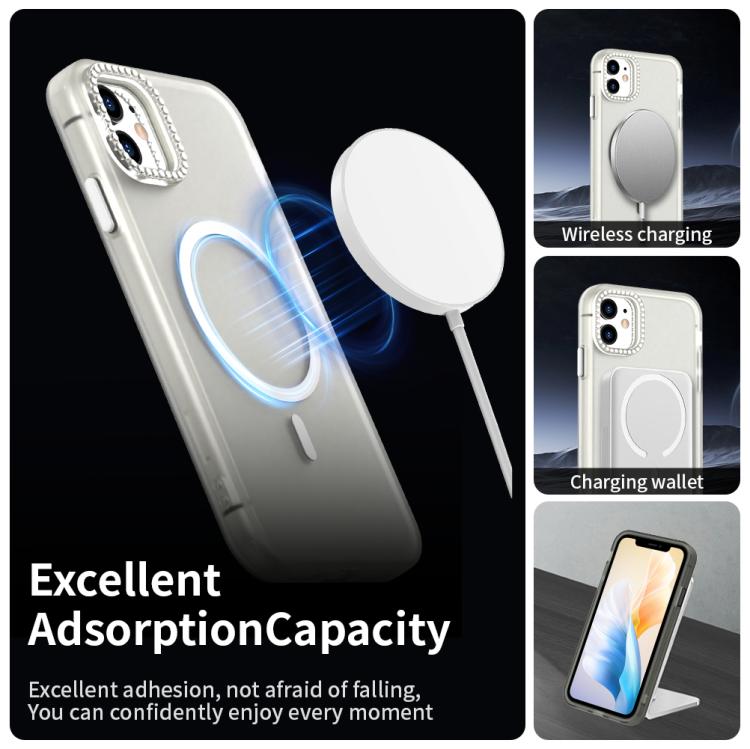 For iPhone 11 Candy Diamond Magsafe Frosted PC Hybrid TPU Phone Case