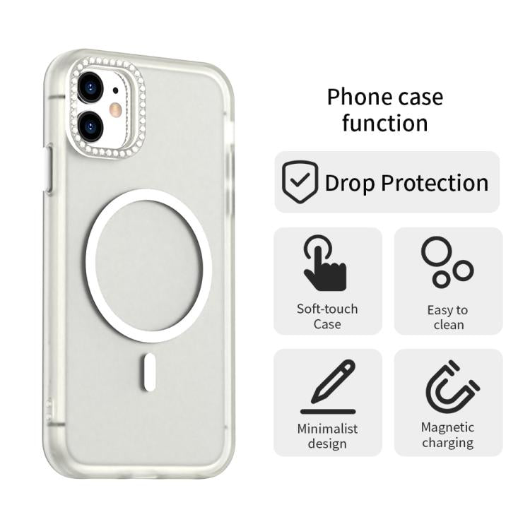 For iPhone 11 Candy Diamond Magsafe Frosted PC Hybrid TPU Phone Case