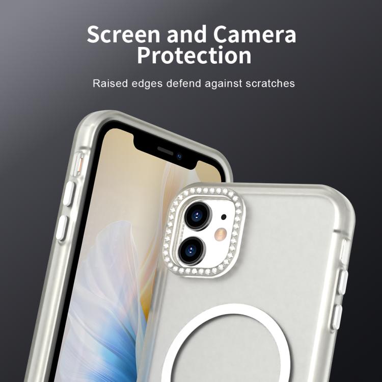 For iPhone 11 Candy Diamond Magsafe Frosted PC Hybrid TPU Phone Case