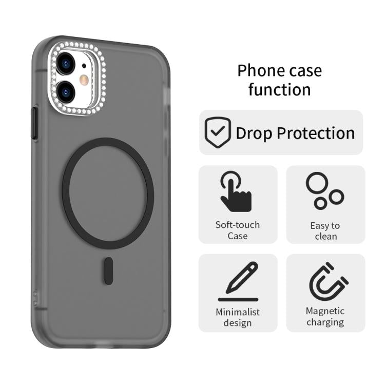 For iPhone 11 Candy Diamond Magsafe Frosted PC Hybrid TPU Phone Case