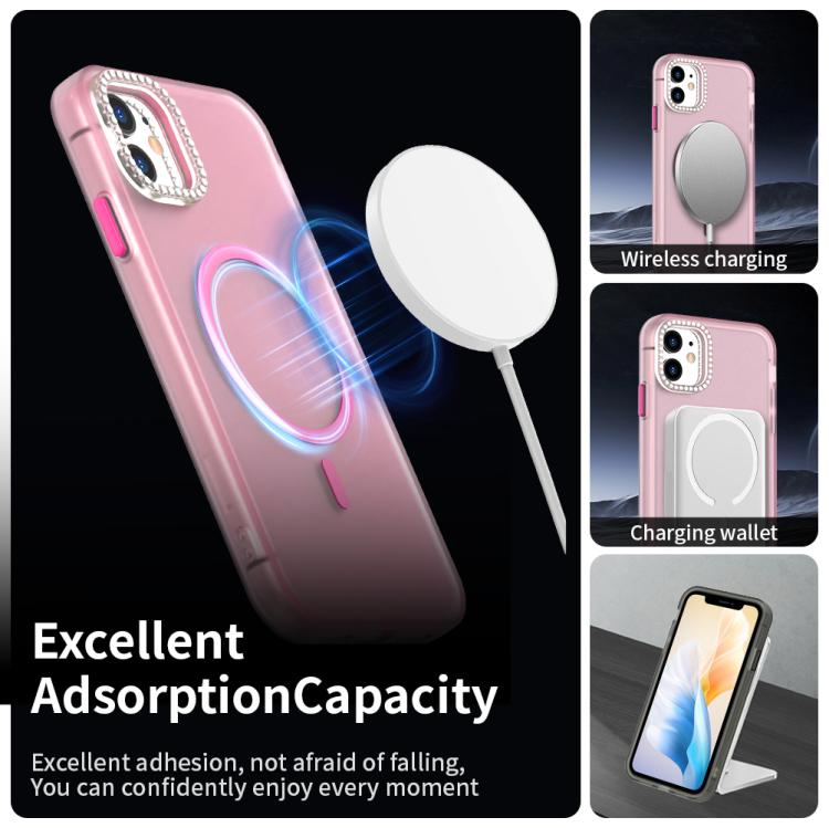 For iPhone 11 Candy Diamond Magsafe Frosted PC Hybrid TPU Phone Case
