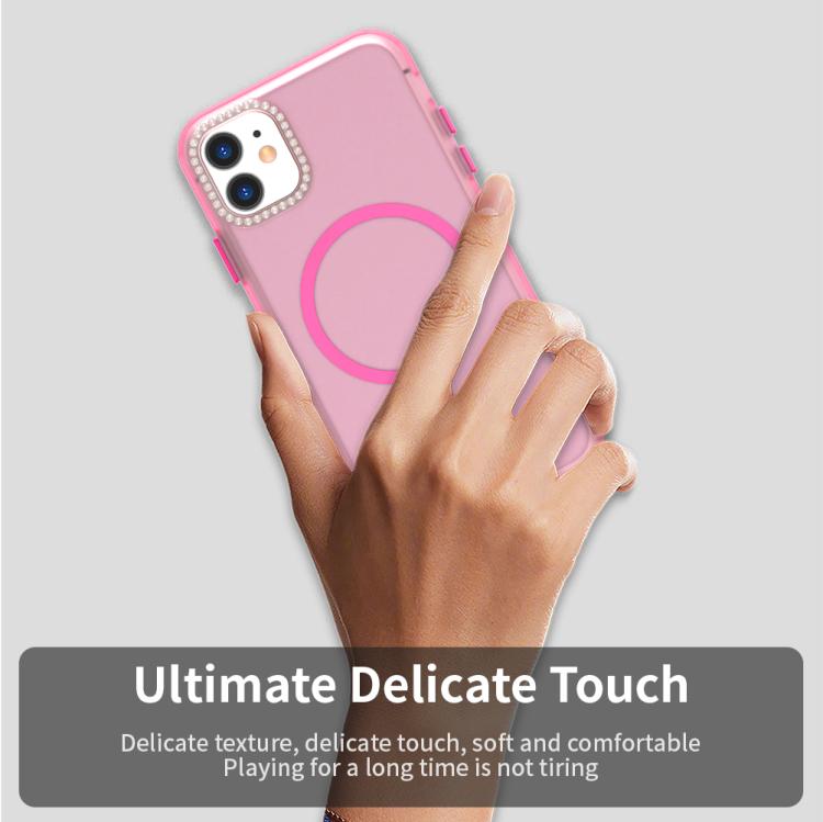 For iPhone 11 Candy Diamond Magsafe Frosted PC Hybrid TPU Phone Case